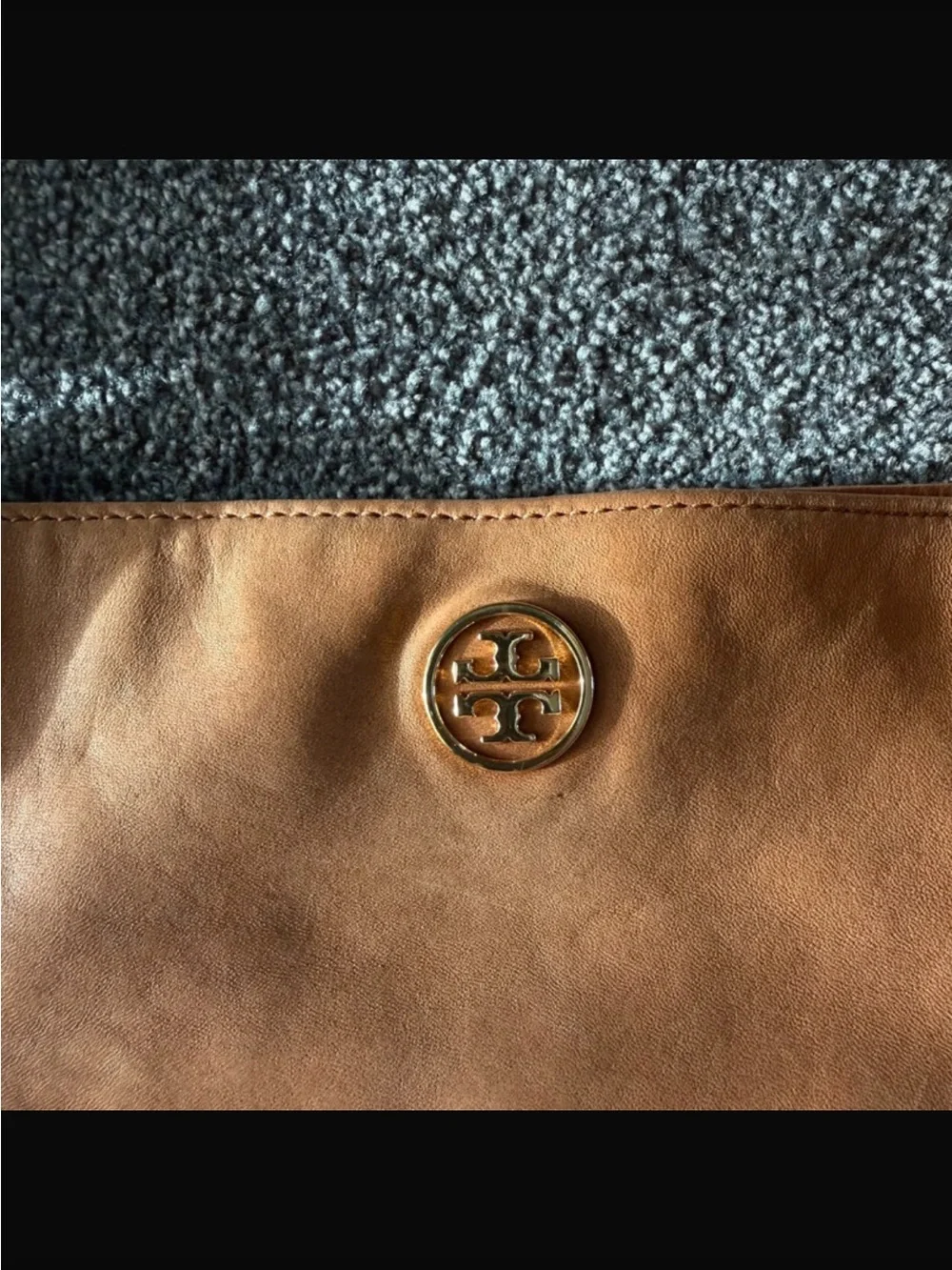 Tory Burch Soft Brown Buttery Leather Shoulder Hobo with Gold Stud Trim